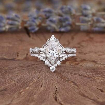 2pcs Women's Engagement Ring Set, Elegant Alloy Cubic Zirconia Decorated Rings, Suitable For Daily Wear, Engagement, Wedding, Anniversary, Party, Valentine's Day, Birthday Gift