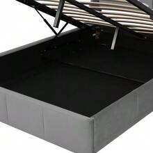 Upholstered Bed, Ear-Shaped, Cushioned Headboard, Double Bed, Hydraulic Functional Bed, 140 X 200, Grey - Grey - View 8