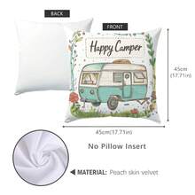1 pieza/2 piezas Funda de almohada con tema de aventura de campamento de verano [Impresión de un solo lado] [Inserto de almohada no incluido], 17.7*17.7in [45*45cm]/19.68*19.68in [50*50cm], Hecho de poliéster, Adecuado para campamento, actividades al aire libre, decoración minimalista de lujo para uso diario o en el hogar, sala de estar, dormitorio, sofá, chaise lounge, arte, vacaciones, diseño elegante, clásico, autocaravana, lema - Multicolor - Ver 13
