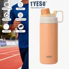 TYESO 900ML (30OZ) Vacuum Insulated Water Bottle With Carrying Handle, Iridescent Colors. Stainless Steel Coffee Cup With Straw, Thermal Bottle, Thermal Cup, 100% Leak-Proof, Keeps Temperature For 24 Hours For Hot/Cold Drinks Or 10 Hours For Hot Drinks. Suitable For Water, Iced Tea, Coffee, Smoothies And Other Beverages. An Ideal Choice For Festive Or Birthday Gifts. - 橘子 - 查看 8