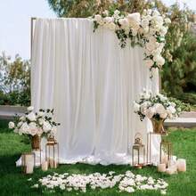 1pc/2pcs White Wedding Backdrop Cloth, Elastic Fabric, Sheer Voile Curtain Fabric (Slightly Transparent/Shiny), Top Grommet Design, Can Be Tied With Rods, Ropes, Etc., Suitable For Romantic Wedding And Banquet Decoration, Brand Events, Celebrations, Parties (Rods Not Included, Need To Prepare Separately)