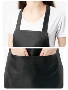 1/5 chiếc Tạp dề yếm - Tạp dề đen Unisex số lượng lớn có 2 túi rộng rãi có thể giặt bằng máy dùng cho nhà bếp, chế tạo, vẽ BBQ - màu đen - Xem 2