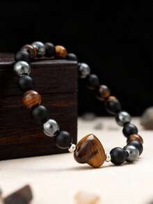 Matching Bracelet For Women Men Boyfriend Girlfriend Bff Gff Heart Couple Gifts Christmas Things Tigers Eye Rose Quartz Natural Stone Beads Jewelry