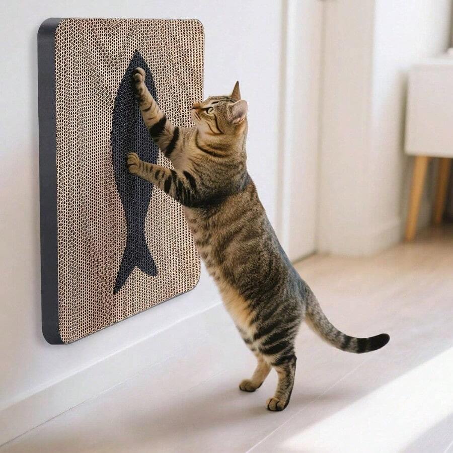 Wall - Mounted Scratcher U2013 Vertical Scratch Pad, Cute Furniture Protector Wall, Glass, Wood Tile, Yellow - 黃色 - 查看 1