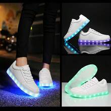 Unisex LED Light-Up Sneakers - USB Rechargeable, Flashing Multi-Mode, Casual Party Shoes - 白色 - 查看 9