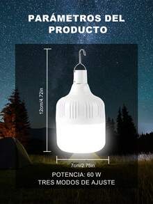30-200W Luz de emergencia, Lámpara LED Recargable USB, Farol Multifuncional Portátil para Acampar, Luz para Tienda de Campaña, Iluminación Exterior y Jardín Impermeable IP65, Proyector LED con 3 Modos, Resistente al Agua, Lámpara Colgante para Senderismo, Pesca y Cortes de Energía - Blanco - Ver 7