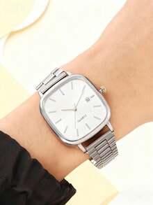 1pc Minimalist Men's Bar Scale Dial Quartz Watch With Mesh Strap, Suitable For Daily Wear, Birthday, Gift For Men, Anniversary, Year-End Promotion, Singles' Day, Halloween Promotion, No Gift Box - White - View 3