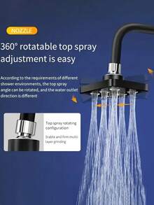 1个高压方形花洒,360°旋转雨淋式花洒,节水ABS塑料方形可调节水流,瀑布式出水效果,壁挂式安装,抛光表面,现代波西米亚风格,适用于家庭、酒店、公寓、淋浴房和房车浴室,现代浴室及时尚浴室配件,升级您的浴室,提供奢华沐浴体验,理想的圣诞礼物浴室配件浴室工具 - 彩色 - 查看 5