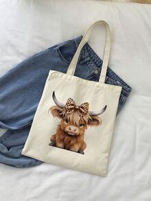 2 Peças Conjunto de Bolsas Estampadas com Tema de Vaca das Terras Altas, Inclui Porta-Moedas, Bolsa Envelope, Nécessaire com Zíper, Embalagem de Presente Personalizável, Bolsa Sacola Multifuncional de Desenho Animado, Essencial de Praia, Bolsa Feminina de Verão, Perfeita para Viagem, Férias, Feriados e Praia, Adorável Padrão de Vaca das Terras Altas com Nécessaire Pequeno com Zíper, Sacola Reutilizável, Design Compacto para Uso Diário
