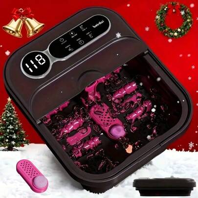 Beinilai Foldable Automatic Heating Foot Spa Bath, Temperature-Controlled Foot Spa Basin With Massage Rollers, Bubbles, And Foot Care Kit The Perfect Gift For Family And Friends, The Ideal Mother's Day Present, Selfcare Routine, Compact Foot Bath, Premium