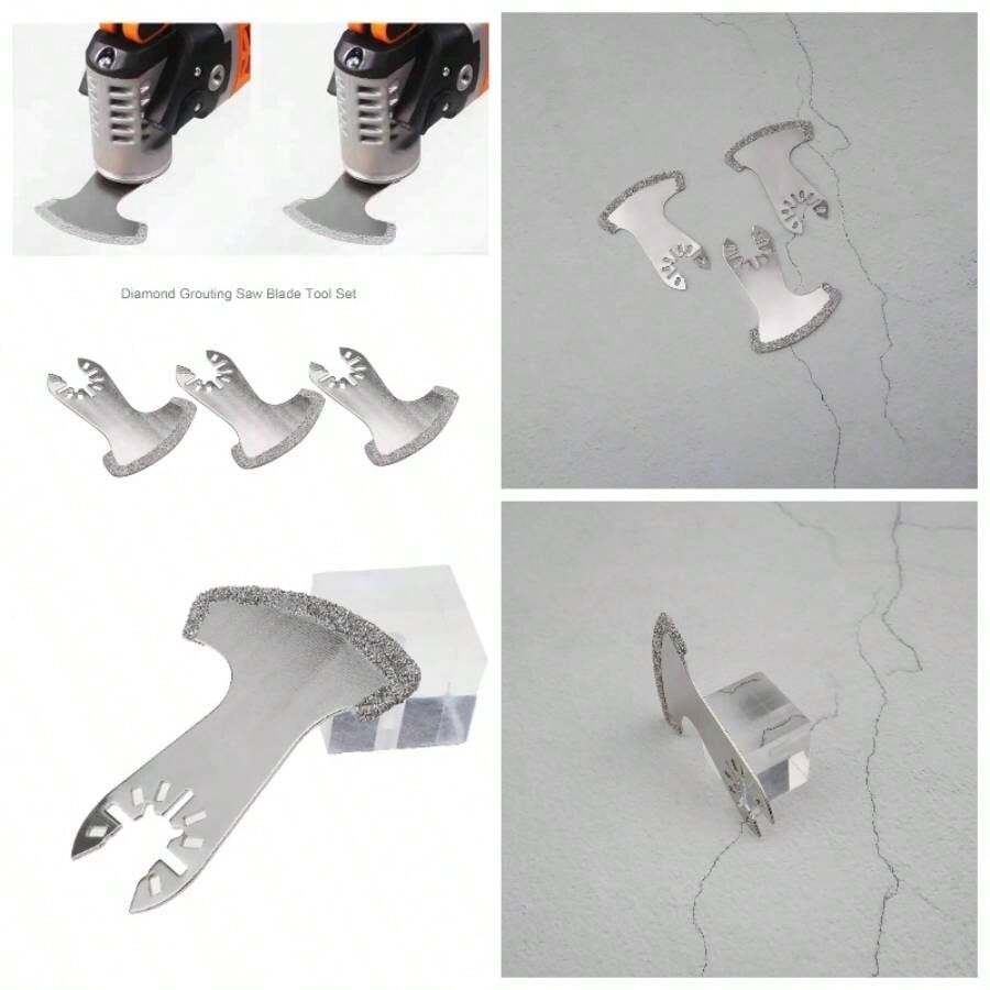 3Pcs Segment Swing Grit Grout Saw Blades Oscillating Multi Blade Accessories Compatible With Black Decker Compatible With Compatible With - Initial - View 1