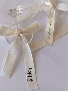 Customized Wine Glass Ribbon, Label Text Can Be Personalized, For Champagne And Wine Decor, Gift Packaging Decoration, Suitable For Wedding, Holiday Party, Gift Wrapping, Flower Bouquet Wrap - Multicolor - View 9