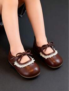 2025年秋季新款女童玛丽珍可爱舒适平底鞋 - 棕色 - 查看 4