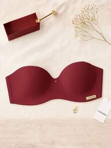 Women's Strapless Bra With Reinforced Support And Removable Straps - 酒紅色 - 查看 1