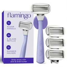 Flamingo Shaving Razor Set For Women - Original Razor Handle, 4 Blade Refills, And Shower Holder - Lilac - Sage - 查看 8