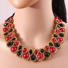 1pc Fashionable Crystal Pearl Beaded Double Row Necklace For Women - Two Rows Of Crystal Pearls - View 15