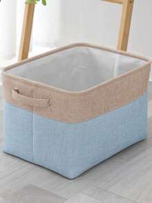 1PC Personalized Customized Storage Basket, Large Size Quilt Storage Box, Dual-Color Faux Linen Storage Bin, Home Storage Basket Laundry Hamper, Suitable For Daily Home Use - Multicolor - View 9