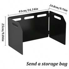 露营炉灶挡风罩，便携式炉灶挡风板，轻便可折叠燃气炉挡风罩，带收纳袋，适用于露营、豪华露营、徒步旅行、野餐、背包旅行、烹饪、钓鱼 - 黑色 - 查看 10