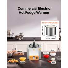 Electric Cheese Dispenser With Pump, 2.4L Commercial Hot Fudge Warmer, Stainless Steel Heated Pump Dispenser, 86-230℉ Temp Adjustable Nacho Cheese Sauce Warmer, For Hot Fudge Cheese Caramel - Stainless Steel Pump - View 2