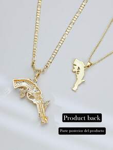Mặt dây chuyền hình súng hoa hồng ba màu cổ điển dành cho nữ, thích hợp để đeo hàng ngày. - Hồng - Xem 12