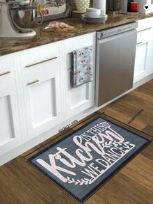 1pc Cutlery Letter Print Kitchen Mat, Modern Style Polyester Material, Rectangular Non-Slip Durable, Indoor Entrance Mat, Kitchen Mat, Outdoor Carpet, Suitable For Living Room, Bedroom, Kitchen Decor - Grey - View 16