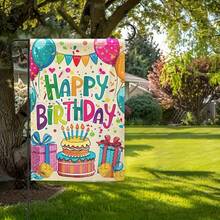1pc Happy Birthday Cake Garden Flag, Perfect For Outdoor & Indoor Decorations - Nhiều màu - Xem 7