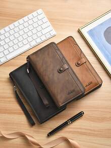 时尚男士长款钱包，商务多卡位大容量单拉链长款钱包，男士零钱包和手机袋 - 彩色 - 查看 3