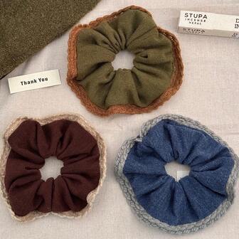 Korean Style Knitted Scrunchie, Simple & Versatile Hair Tie, Ponytail Holder, Autumn/Winter Hair Accessory