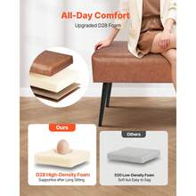 Leather Bedroom Bench, PU Leather Bench With Metal Legs And With Stitching For Entryway, Upholstered Shoe Bench Seat, Modern End Of The Bed Benches For Living Room, Dining Room, Hallway, Brown - Chân kim loại 41-50 inch màu nâu - Xem 4
