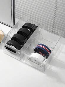 1pc Transparent Multi-Compartment Storage Box, Desktop Stationery Organizer Basket, Suitable For Storing Spices, Utensils, Knives, Forks, Small Spoons, Peelers, Bottle Openers, Toothpaste, Toothbrushes, Skincare, Cosmetics, Lipsticks, Eyeshadows, Pens, Notes, Paper Clips, Earphones, Charging Cables, Jewelry, Makeup Brushes On Countertops, Shelves In Kitchen, Bathroom, Office Desk, Bedroom Vanity - Multicolor - View 2