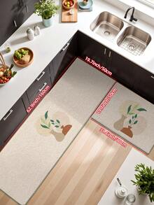 DAJIANG 1 tấm thảm bếp in hình bình hoa và cây cối kiểu cổ điển màu kaki, mềm mại và dày dặn, thảm cửa ra vào họa tiết hoa tối giản, thảm trải sàn chống trượt dệt thủ công cho phòng khách, hành lang. - Nhiều màu - Xem 3