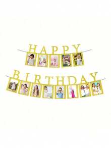 1 Set Happy Birthday Photo Frame Banner, Birthday Party Supplies Happy Birthday Banner - Multicolor - View 8