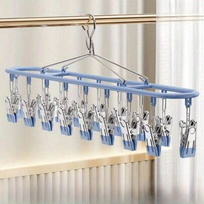 Сушарка для шкарпеток з 20 кілочками для сушіння одягу з затискачами, багатофункціональна вішалка для шкарпеток з кілочками для білизни, вішалка для шкарпеток, спідньої білизни, бюстгальтерів, дрібного одягу, дитячих шкарпеток, дитячих аксесуарів; компактний органайзер для білизни для балкона квартири, гуртожитку, подорожей, компактний для використання в приміщенні та на вулиці; швидковисихаючий вентильований дизайн для запобігання запахам, рішення для легкого кріплення на затискачах для сезонного прання, святковий подарунок