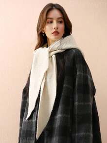 1pc Women Casual Solid Color Knit Textured Warm Windproof Thermal Lined Cute Knitted Hooded Scarf Neck Warmer, Suitable Dates, Daily Wear, Shopping, Traveling, Matching Dress - A - Xem 3