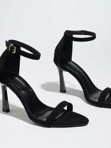 Giày sandal cao gót mũi nhọn dành cho nữ, có quai cài, đa năng và thời trang, phù hợp cho mùa xuân/hè. - màu đen - Xem 5