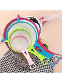 4pcs Plastic Mesh Strainer Set, Kitchen Sieve Set, Food Soy Milk Flour Sifter Long Handle Sieve Strainer, Sugar Sieve Fine Mesh Tea Strainer, Kitchen Supplies Kitchenware Kitchen Tools - Multicolor - View 4