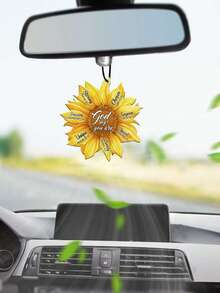 Ambientador de coche con flor de hibisco | Set de 5 piezas de accesorios de coche con aroma duradero y diseño lindo en color rosa para playa | Decoración colgante para espejo retrovisor interior del coche con aroma para mujeres y adolescentes