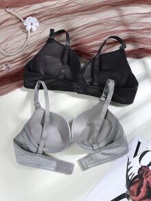 Eusto 3pcs Pack Teen Girls' Underwear Small Bust Push-Up Bra - Features A Tied Neckline, Thickened Lining Cups For Better Support And To Prevent Sagging During Development. - Nhiều màu - Xem 2