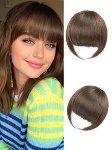 Clip-On Bangs Hairpiece, Made Of Synthetic Material, Suitable For Women's Daily Commuting.