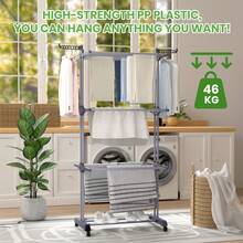 Oak&Tea Clothes Drying Racks - رمادي - مشاهدة 8