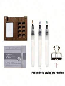 6件套迷你旅行绘画调色盘套装，便携式水彩套装，8/15格颜料盒，素描本，画板和3支画笔，适合艺术家和学生，返校绘画用品，圣诞节和新年礼物，送给朋友的理想之选 - 均碼 - 查看 16