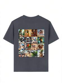 Tween Boy "Italian Brainrot" Graphic Print Round Neck Short Sleeve T-Shirt, Fashion Boys Summer Top