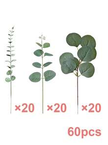 15/30 件 3 种混合人造桉树叶茎散装假银元桉树绿叶装饰仿桉树植物枝用于婚礼花卉中心装饰插花