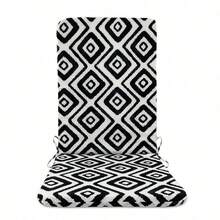 High Back Outdoor Chair Cushions-Water Proof Patio Dining Chair Cushions, Removable Machine-Washable Cover For Camping Beach Picnic Travel 17.72*41.34*1.18in - 黑與白 - 查看 1