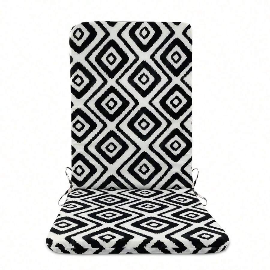 High Back Outdoor Chair Cushions-Water Proof Patio Dining Chair Cushions, Removable Machine-Washable Cover For Camping Beach Picnic Travel 17.72*41.34*1.18in - 黑與白 - 查看 1