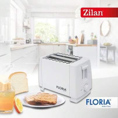 Tostapane Floria ZLN1833 Bianco, 700W, 7 Livelli di Controllo della Temperatura, Pulsante di Stop