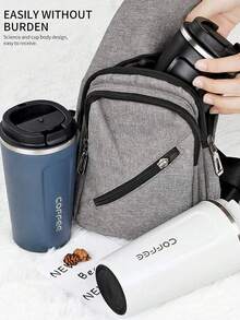 1pc/380/510ml Coffee Cup, Thermal Mug, Portable Latte Coffee Cup, Travel Water Bottle, Stainless Steel Double Wall Vacuum Insulated Tumbler, Iced Tea Cup, Thermal Flat Bottom Cup, Vacuum Flask With Anti-Slip Shell, Travel Portable European High-End Elegant Latte Cup For Men & Women, High-End Portable Cup - Suitable For Milk, Coffee, Tea, Juice - 彩色 - 查看 7