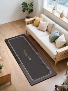A Silicon Mud Kitchen Mat With Gray-Black Geometric Frame Design, Cushioned Anti-Fatigue And High Fashion Stylish Floor Carpet. It Is A Quick-Drying And Slip-Resistant Kitchen Rug And Carpet, With A Simple Silicon Mud Soft Rubber Mat Design. Suitable For Use In Kitchens, Bathrooms, Entrance Doors, Laundry Rooms, And Other Places. ,Room Decor - Mocha Brown - View 8
