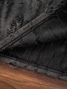 Tween Boy Street Casual Personalized Avant-Garde Distressed Galaxy Sequin Print Crew Neck Long Sleeve T-Shirt - Dark Grey - View 8