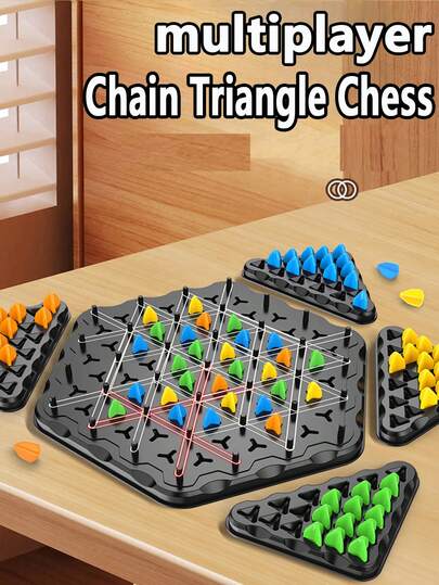 Christmas Decoration Triangular Chain Reaction Board Game Toy, Geometric Multiplayer Rubberband Triangle Chain Game, Casual Party Entertainment,Game Toy,Horse Racing Game,Games For Christmas,Games Christmas,Mini Games,Toy